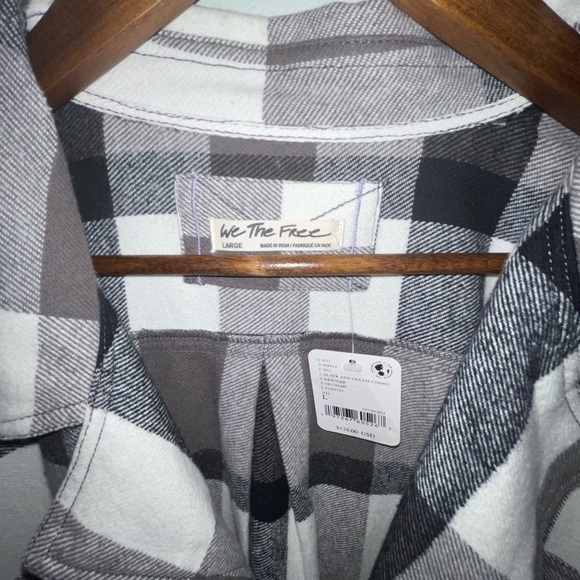 NWT Izzy Cargo Shirt in Black & Cream Free People Size Large - Picture 7 of 8